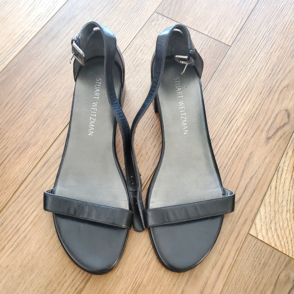 Angel strap black sandals with block heels